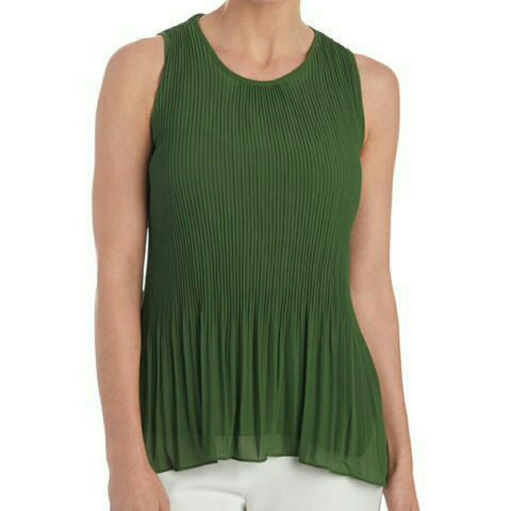 Catherine Malandrino Green Pleated Top